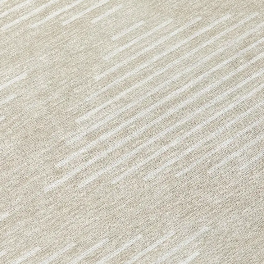 8' Beige And Ivory Round Geometric Washable Indoor Outdoor Area Rug Photo 6