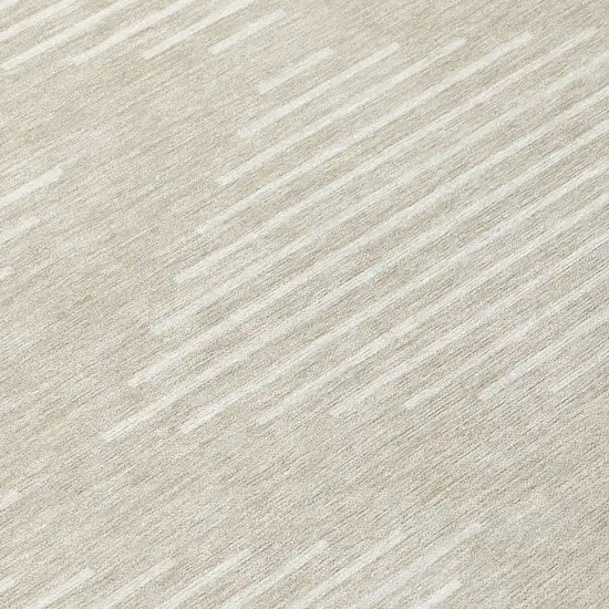 8' Beige And Ivory Round Geometric Washable Indoor Outdoor Area Rug Photo 8