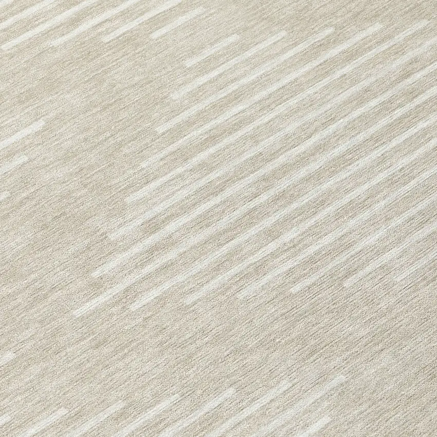 8' Beige And Ivory Round Geometric Washable Indoor Outdoor Area Rug Photo 8