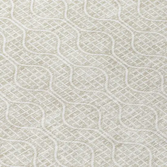 8' Beige And Ivory Round Geometric Washable Indoor Outdoor Area Rug Photo 8
