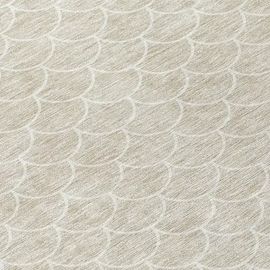 8' Beige And Ivory Round Geometric Washable Indoor Outdoor Area Rug Photo 8