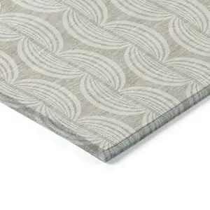 Photo of 8' Beige And Ivory Round Ogee Washable Indoor Outdoor Area Rug