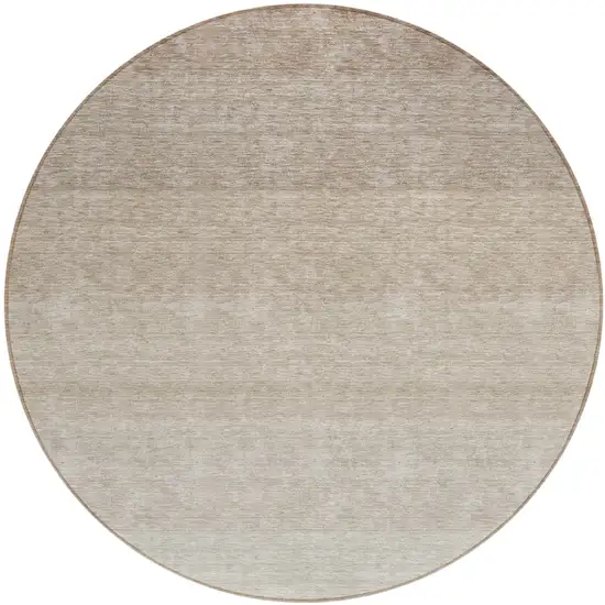 8' Beige And Ivory Round Ombre Washable Indoor Outdoor Area Rug Photo 2