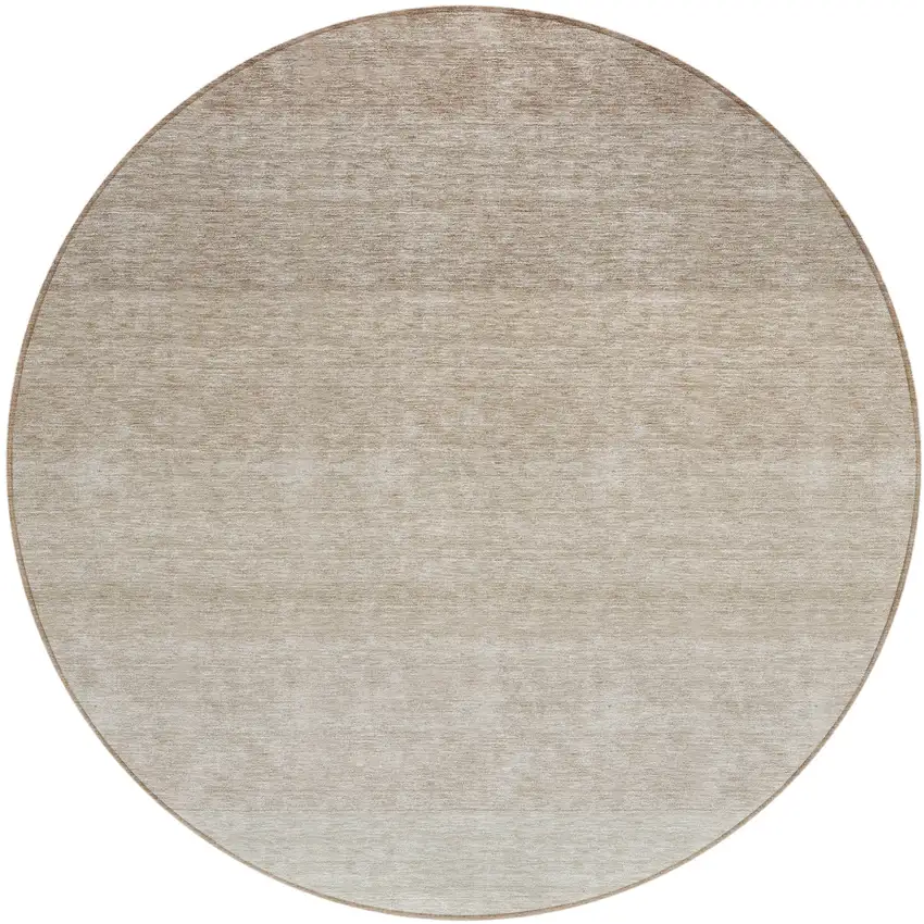 8' Beige And Ivory Round Ombre Washable Indoor Outdoor Area Rug Photo 2