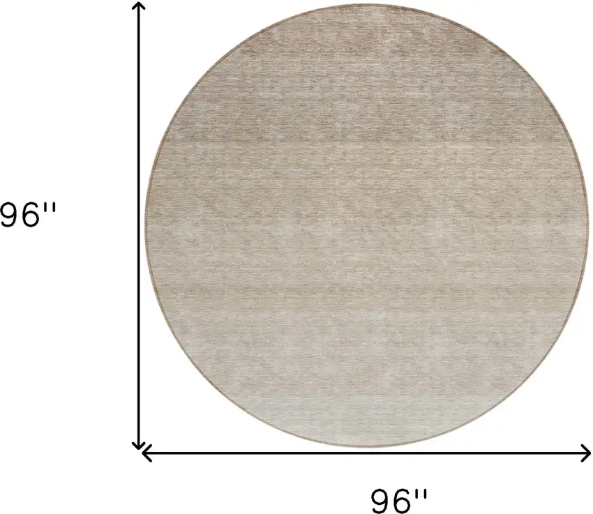 8' Beige And Ivory Round Ombre Washable Indoor Outdoor Area Rug Photo 3