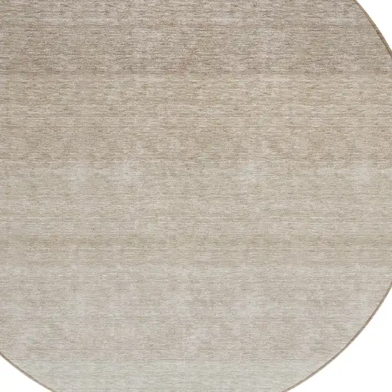 8' Beige And Ivory Round Ombre Washable Indoor Outdoor Area Rug Photo 4