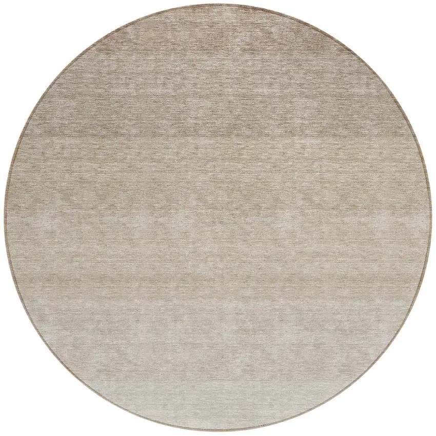 8' Beige And Ivory Round Ombre Washable Indoor Outdoor Area Rug Photo 5