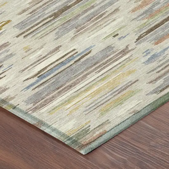 8' Beige And Ivory Round Southwestern Washable Indoor Outdoor Area Rug Photo 6