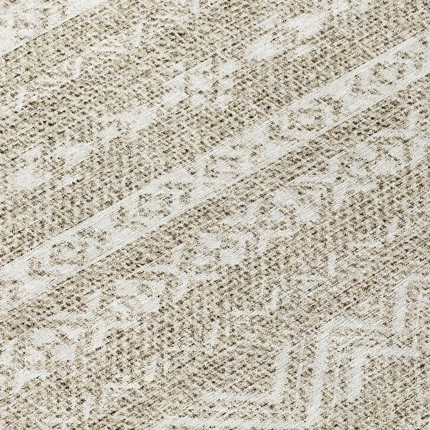 8' Beige And Ivory Round Southwestern Washable Indoor Outdoor Area Rug Photo 8
