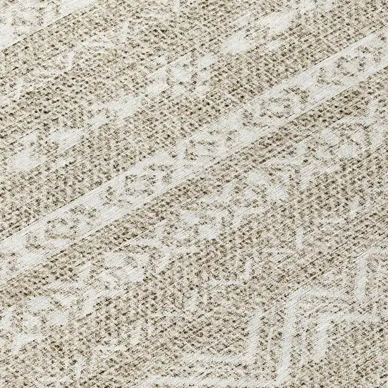 8' Beige And Ivory Round Southwestern Washable Indoor Outdoor Area Rug Photo 8
