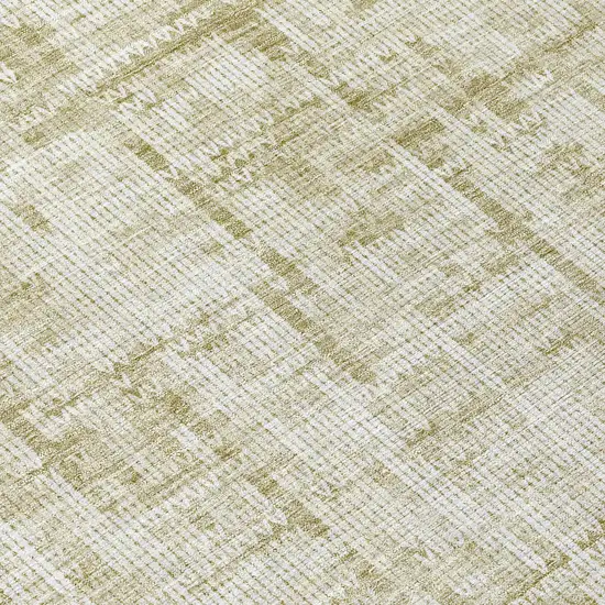 8' Beige And Ivory Round Striped Washable Indoor Outdoor Area Rug Photo 9