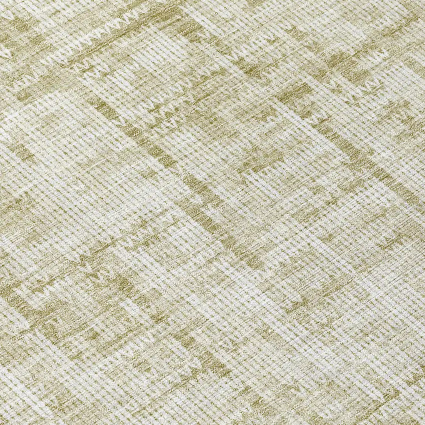 8' Beige And Ivory Round Striped Washable Indoor Outdoor Area Rug Photo 9