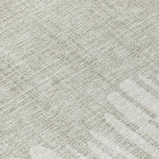 8' Beige And Ivory Round Striped Washable Indoor Outdoor Area Rug Photo 9