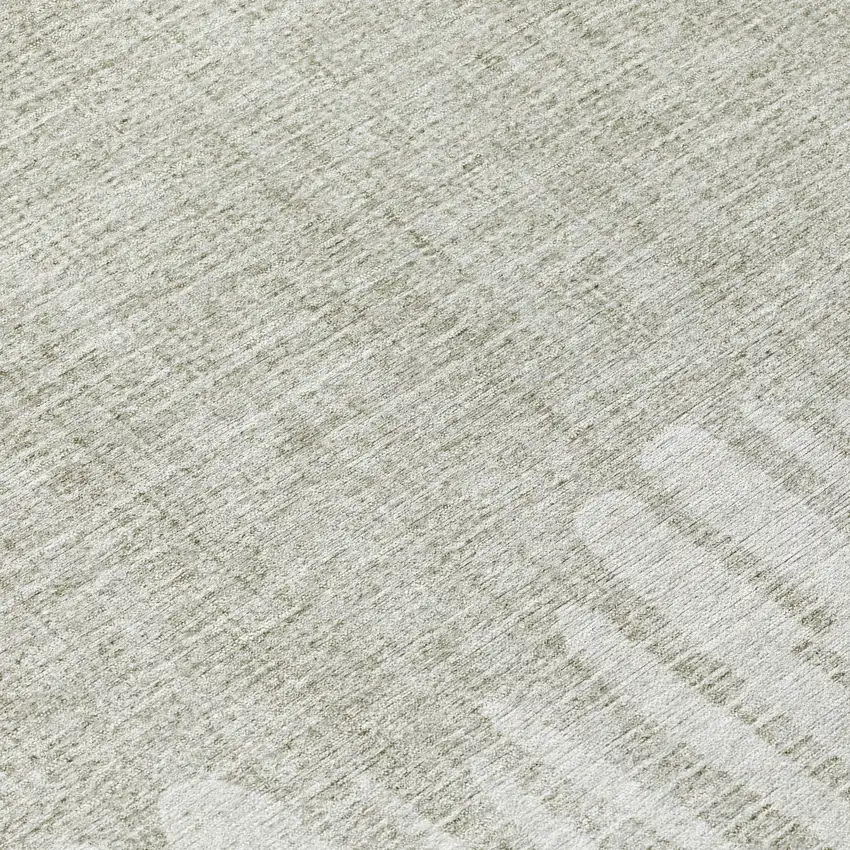 8' Beige And Ivory Round Striped Washable Indoor Outdoor Area Rug Photo 9