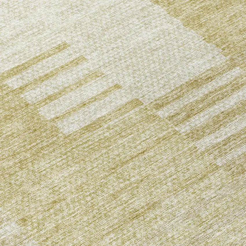 8' Beige And Ivory Round Striped Washable Indoor Outdoor Area Rug Photo 8