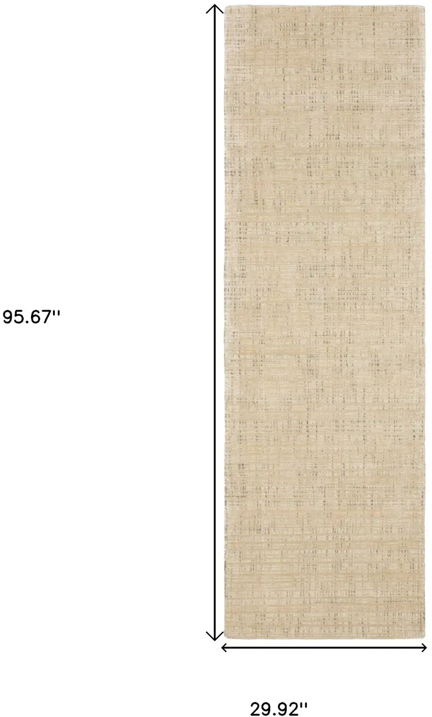 8' Beige And Ivory Striped Hand Tufted Runner Rug Photo 3