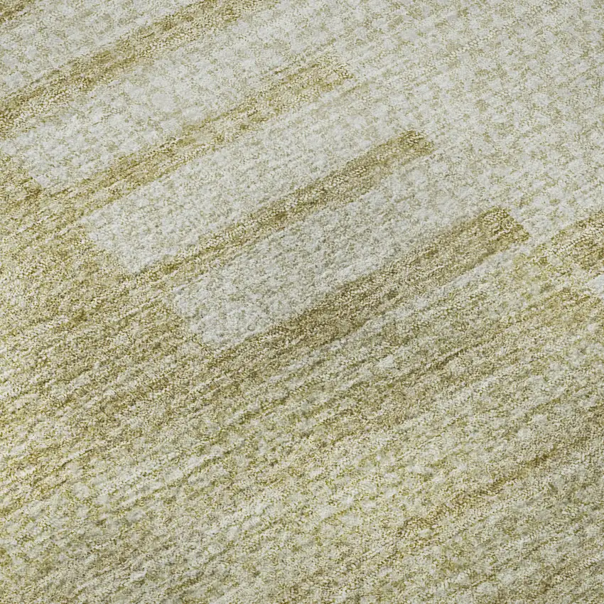 8' Beige And Ivory Striped Washable Round Rug With UV Protection Photo 7