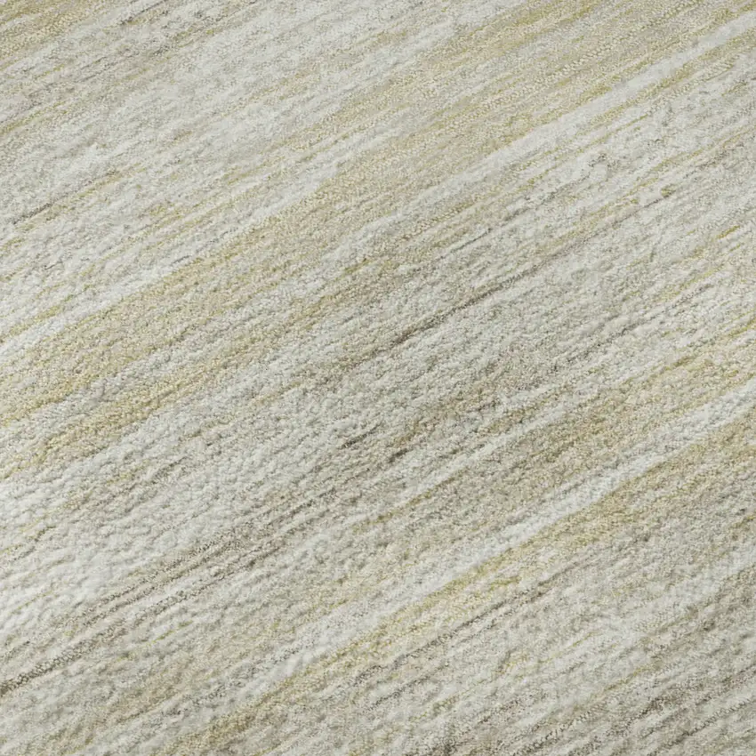 8' Beige And Ivory Striped Washable Round Rug With UV Protection Photo 9