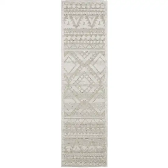 8' Beige And Ivory Tribal Runner Rug Photo 4