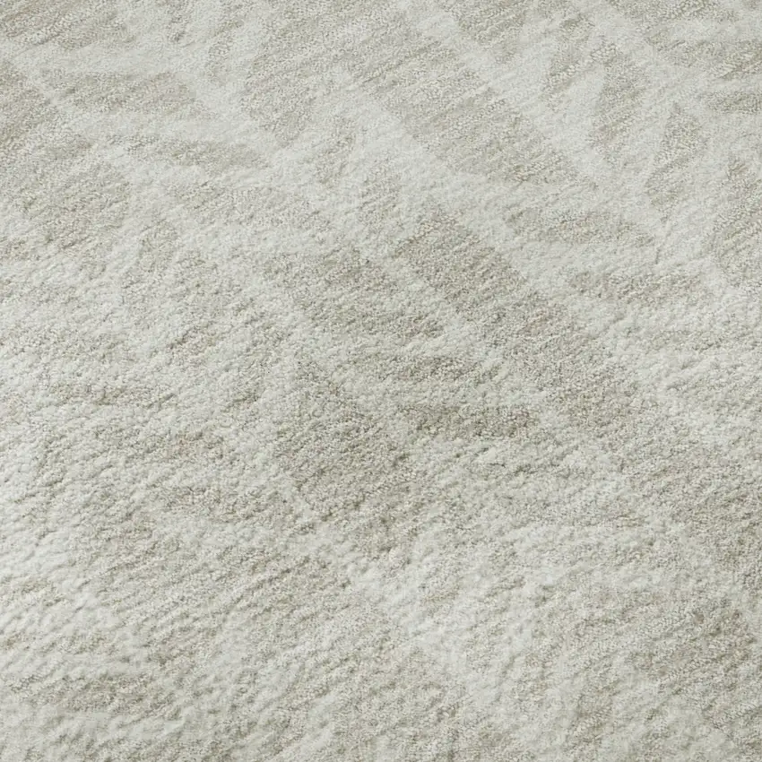 8' Beige And Ivory Tribal Washable Round Rug With UV Protection Photo 9