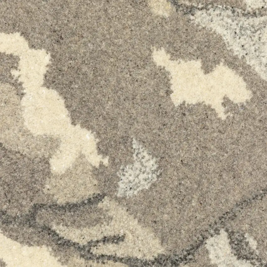8' Beige And Ivory Wool Abstract Hand Tufted Runner Rug Photo 9