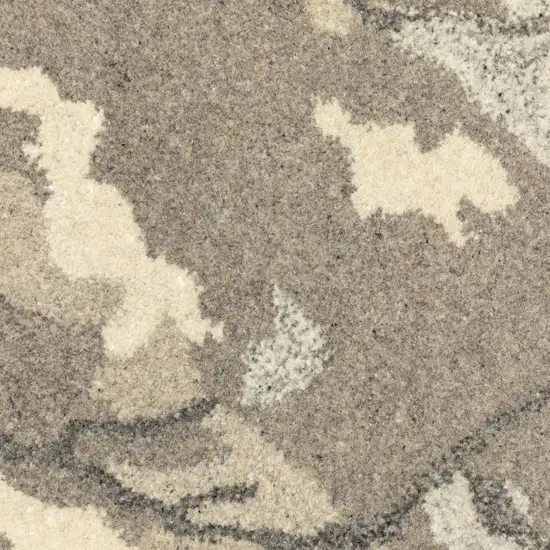8' Beige And Ivory Wool Abstract Hand Tufted Runner Rug Photo 9