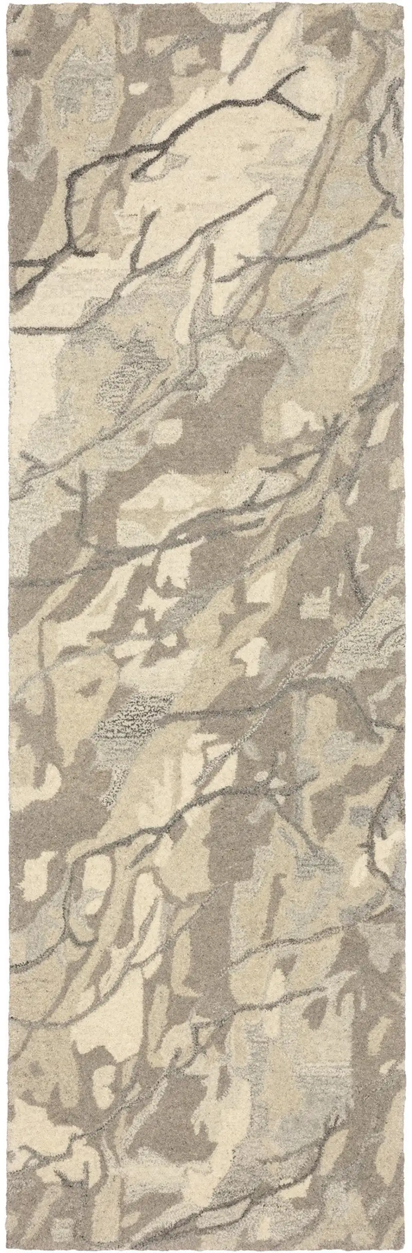 8' Beige And Ivory Wool Abstract Hand Tufted Runner Rug Photo 2