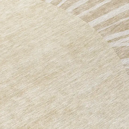8' Beige And Khaki Round Abstract Washable Indoor Outdoor Area Rug Photo 9