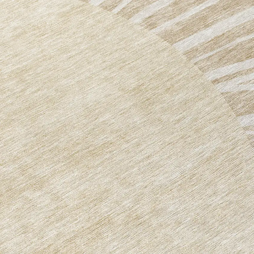 8' Beige And Khaki Round Abstract Washable Indoor Outdoor Area Rug Photo 9