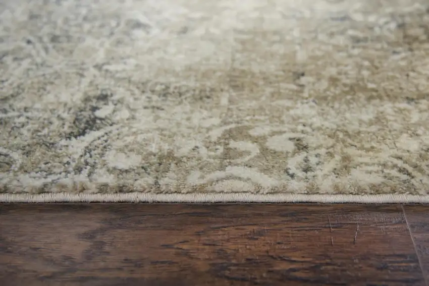 10' Beige And Natural New Zealand Lambs Wool Damask Hand Carved Handmade Area Rug Photo 2