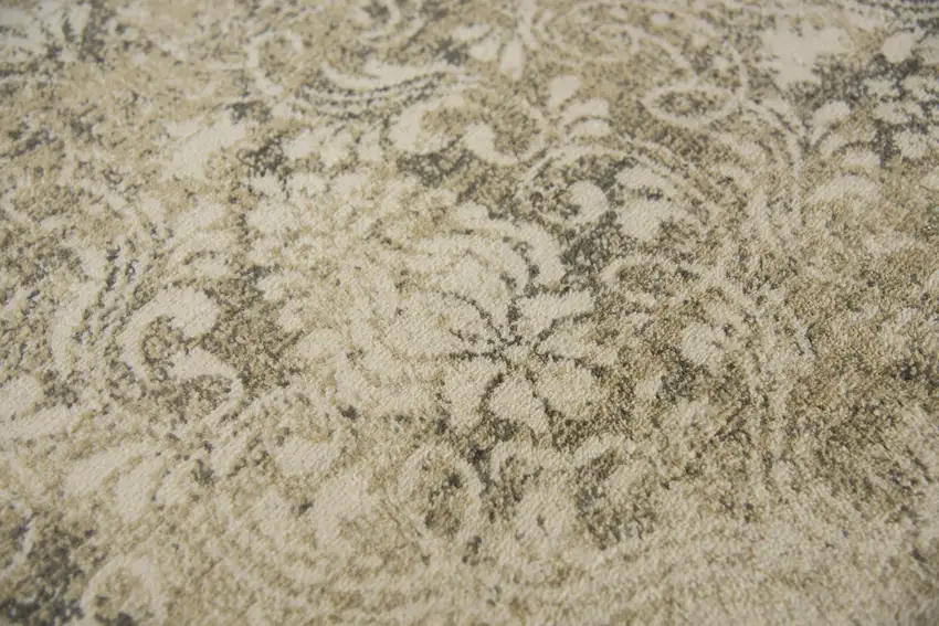 10' Beige And Natural New Zealand Lambs Wool Damask Hand Carved Handmade Area Rug Photo 5