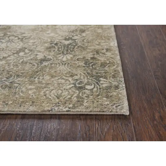 10' Beige And Natural New Zealand Lambs Wool Damask Hand Carved Handmade Area Rug Photo 3