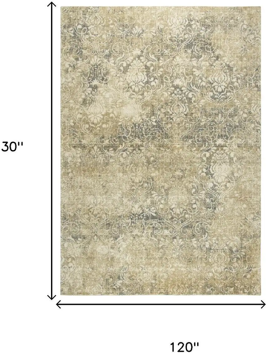 10' Beige And Natural New Zealand Lambs Wool Damask Hand Carved Handmade Area Rug Photo 6