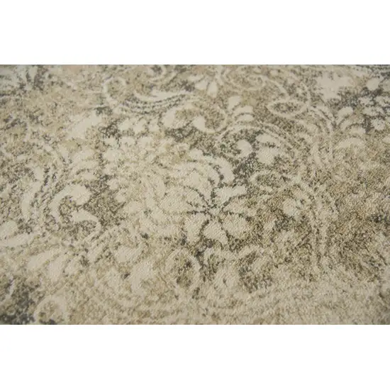 8' Beige And Natural New Zealand Lambs Wool Damask Hand Carved Handmade Area Rug Photo 5