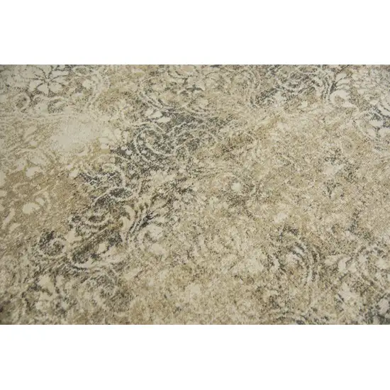 8' Beige And Natural New Zealand Lambs Wool Damask Hand Carved Handmade Area Rug Photo 4
