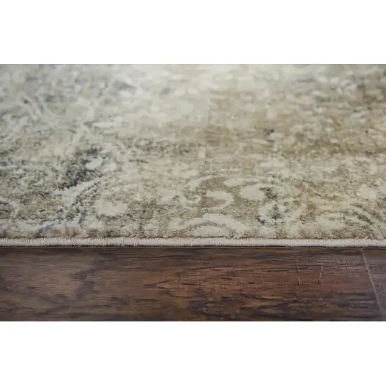 8' Beige And Natural New Zealand Lambs Wool Damask Hand Carved Handmade Area Rug Photo 2