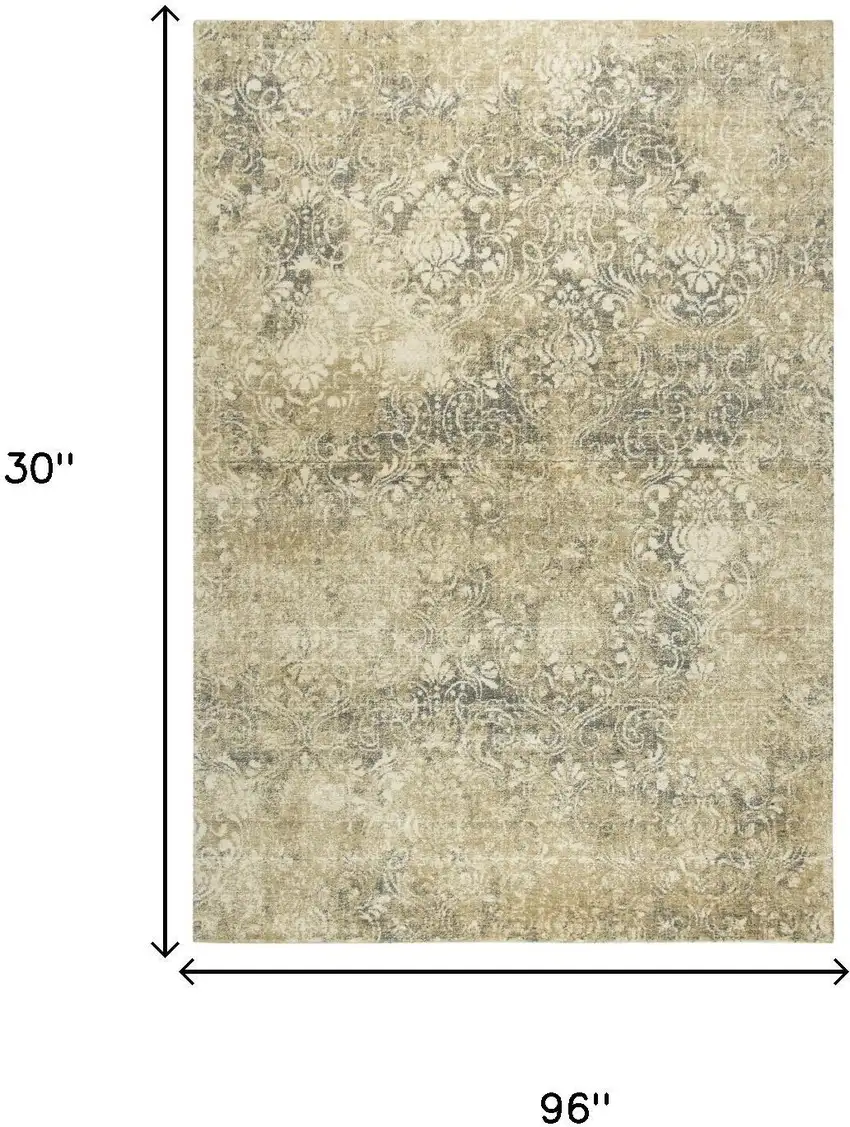 8' Beige And Natural New Zealand Lambs Wool Damask Hand Carved Handmade Area Rug Photo 6