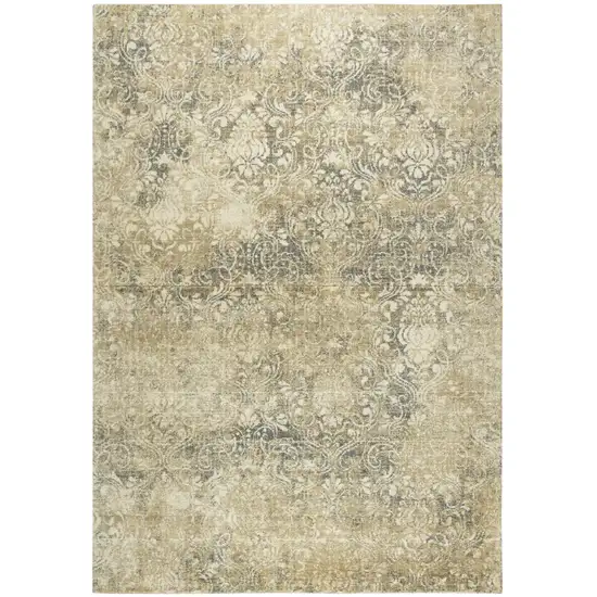8' Beige And Natural New Zealand Lambs Wool Damask Hand Carved Handmade Area Rug Photo 1