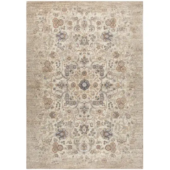 8' Beige And Natural New Zealand Lambs Wool Medallion Hand Carved Handmade Area Rug Photo 2