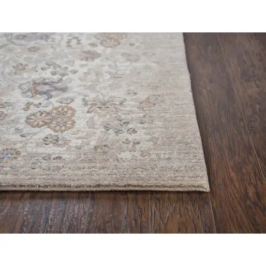 8' Beige And Natural New Zealand Lambs Wool Medallion Hand Carved Handmade Area Rug Photo 3