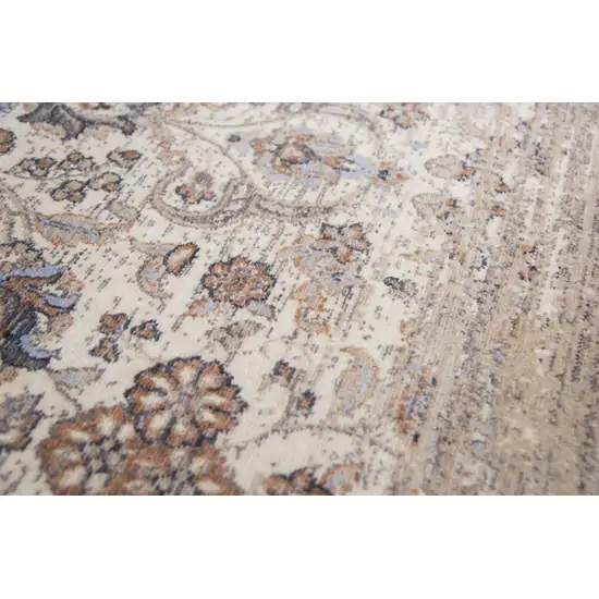 8' Beige And Natural New Zealand Lambs Wool Medallion Hand Carved Handmade Area Rug Photo 4
