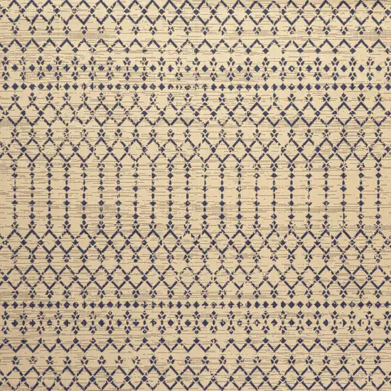 6' Beige And Navy Blue Square Trellis Indoor Outdoor Area Rug Photo 3