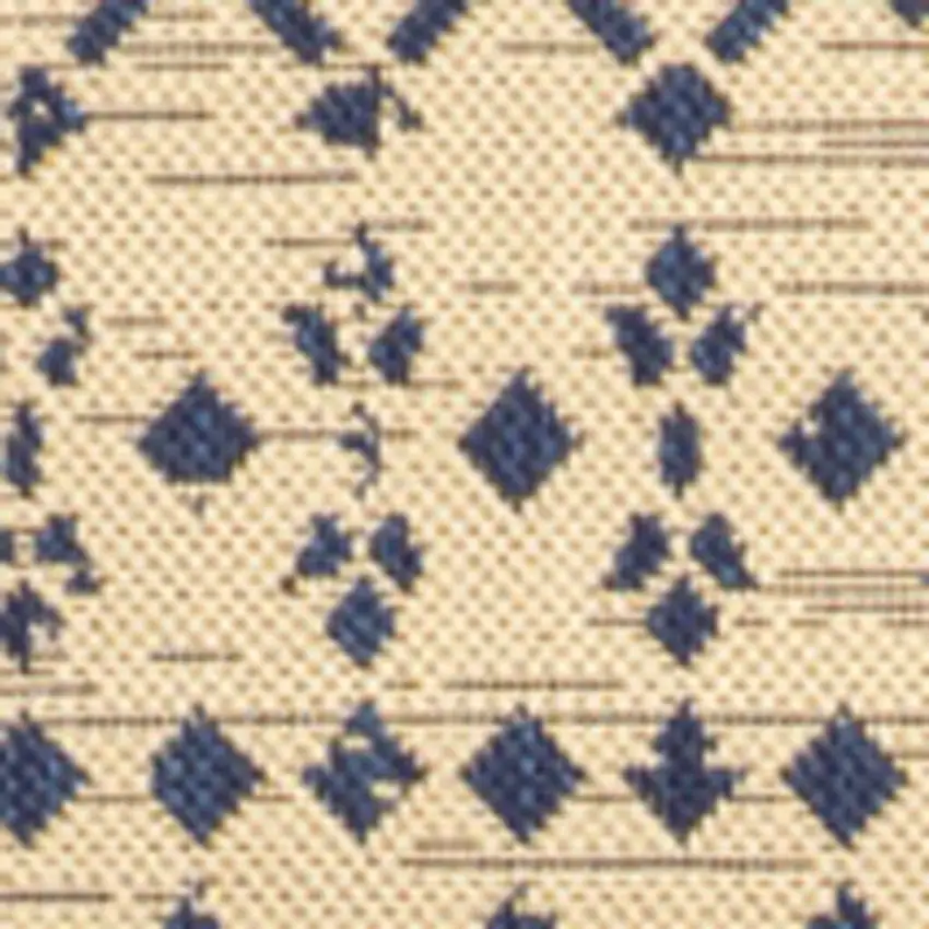 6' Beige And Navy Blue Square Trellis Indoor Outdoor Area Rug Photo 2