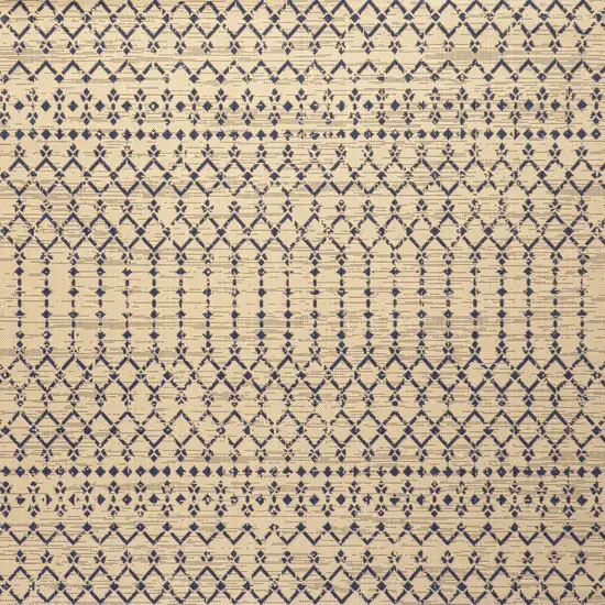 6' Beige And Navy Blue Square Trellis Indoor Outdoor Area Rug Photo 1