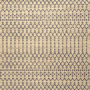 Photo of 8' Beige And Navy Blue Square Trellis Indoor Outdoor Area Rug