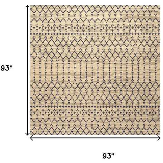 8' Beige And Navy Blue Square Trellis Indoor Outdoor Area Rug Photo 9