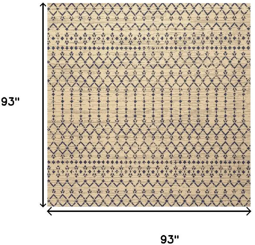 8' Beige And Navy Blue Square Trellis Indoor Outdoor Area Rug Photo 9