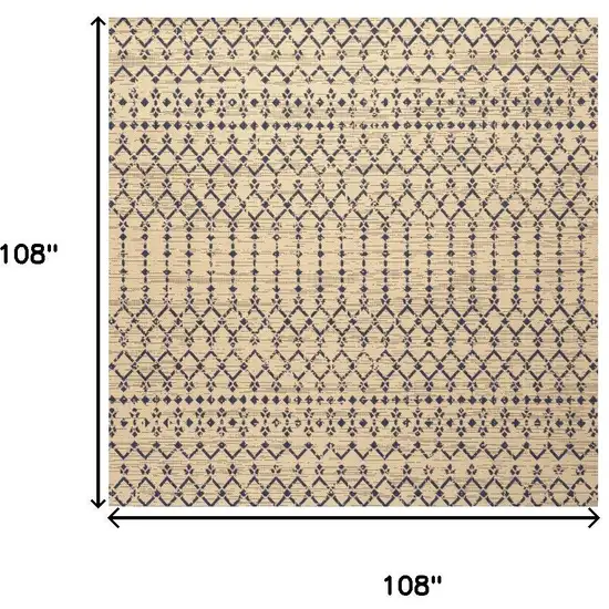 9' Beige And Navy Blue Square Trellis Indoor Outdoor Area Rug Photo 9