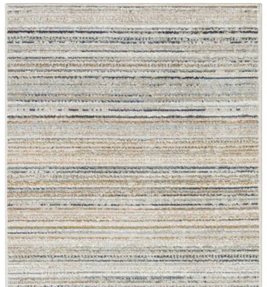 8' Beige And Navy Blue Striped Runner Rug Photo 4