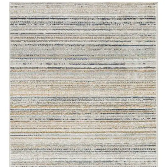 8' Beige And Navy Blue Striped Runner Rug Photo 4